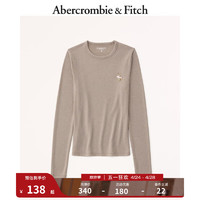 Abercrombie & Fitch 女装 美式通勤内搭上衣圆领正肩长袖T恤330653-1 灰褐色 S (165/92A)