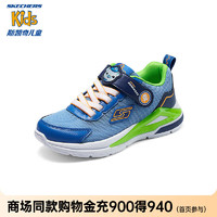 Skechers斯凯奇男童春夏闪灯鞋时尚网面透气休闲运动鞋407114L 蓝色/柠檬色/BLLM 33码