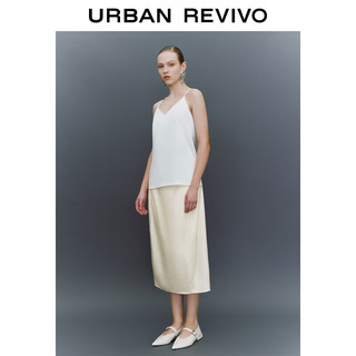 URBAN REVIVO 女士基础质感短款V领吊带衫 UWG240091 冷灰 L