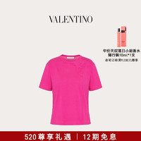 华伦天奴VALENTINO女士刺绣棉质T恤 PINK PP L