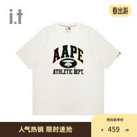 Aape it 男装春夏彩色字母猿颜印花潮流短袖T恤1442XXM WHX/白色 S