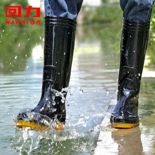 回力雨鞋男防水鞋户外耐磨胶鞋不易滑雨靴套鞋HL862755高筒黑色43码 黑色高筒