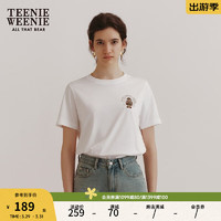 Teenie Weenie小熊2024夏装松弛感宽松短袖T恤衫休闲通勤女装 象牙白 175/XL