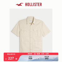 HOLLISTER24春夏宽松短袖工装风衬衫上衣男女装 358314-1 奶油色 S (175/92A)