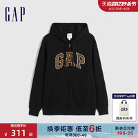 Gap 盖璞 男女装2024春季新款龙鳞纹LOGO宽松微弹连帽衫情侣卫衣841230