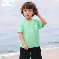 ELLE BABY儿童T恤速干纯色透气中大童夏装儿童薄款短袖上衣宝宝衣服T 浅绿色 110码