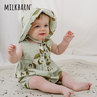 Milkbarn2024婴儿连体衣服宝宝夏季背心哈衣婴幼儿纯棉爬服 熊猫绿 73cm(6-12m)
