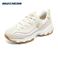 SKECHERS 斯凯奇 女鞋四季款熊猫鞋轻便减震厚底增高老爹鞋透气低帮绑带运动鞋896135 乳白色/OFWT 36.5