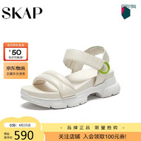 SKAP2024夏季舒适柔软厚底老爹运动休闲女凉鞋AFY01BL4 米白 36