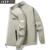 JEEP SPIRIT 吉普夹克男春秋款外套立领商务休闲百搭户外男装 卡其 3XL