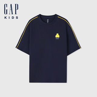 Gap男童2024夏季吸湿速干小熊短袖T恤儿童装凉感上衣466201 海军蓝 160cm(XL) 亚洲尺码