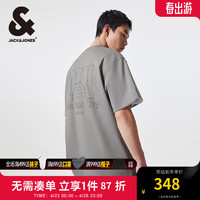 杰克·琼斯（JACK&JONES）NBA联名掘金队立体图案夏简约纯棉宽松短袖T恤男款224201014 E40知更鸟灰 常规 180/100A/L