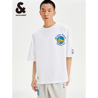 杰克·琼斯（JACK&JONES）夏季NBA联名勇士队宽松字母个性运动纯棉短袖T恤男224201064 A06 本白色 常规 A06 本白色 185/104A/XL