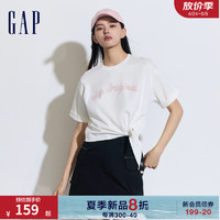 Gap女装2024夏季纯棉亲肤logo不规则绑结短袖T恤上衣889919 白色 165/84A(M)亚洲尺码