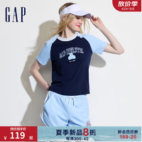 Gap女装2024夏季亲肤logo短袖T恤上衣465242 海军蓝 170/88A(L) 亚洲尺码