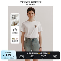 Teenie Weenie小熊短袖T恤女2024年夏季松弛感宽松短袖T恤衫上衣女 象牙白 155/XS