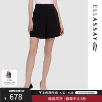 歌力思（ELLASSAY）2024春夏A字型遮胯显瘦百搭简约休闲裤女EWD352K02300 经典黑 L