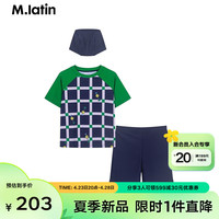 M.Latin/马拉丁童装儿童泳装24夏装男大童印花泳衣 藏青格 130cm
