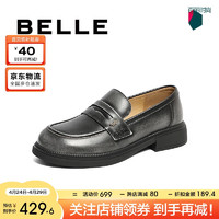 BeLLE 百丽 学院风乐福鞋女24春新商场同款做旧单鞋A5X1DAA4 黑色 37