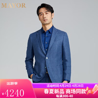 MAYOR男士 春夏Loro Piana丝麻毛混纺半毛衬工艺休闲西服 蓝色 170/92A