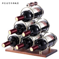 居壹生 创意红酒架摆件实木葡萄酒架倒挂红酒杯架家用客厅欧式酒柜展示 六瓶-金色