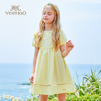 英氏（YEEHOO）女童裙子儿童连衣裙夏季仙女裙中大童装公主裙纯棉夏装 黄色 160 
