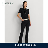 LAUREN RALPH LAUREN 拉夫劳伦 女装 24年春修身版双色褶边Polo针织衫RL61984 001-黑色 M