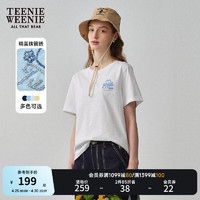 Teenie Weenie小熊女装2024春夏清新简约圆领短袖T恤休闲上衣 白色 160/S