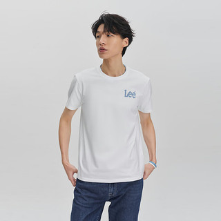 Lee24春夏修身版圆领Logo印花男短袖T恤LMT007521K99 白色 M