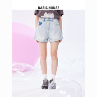 BASICHOUSE 百家好 Basic House/百家好高腰牛仔短裤女2023夏季新款显瘦小个子a字裤