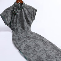 戚薇古法旗袍夏季2024年轻复古民国风气质高端开襟连衣裙 绿色 M