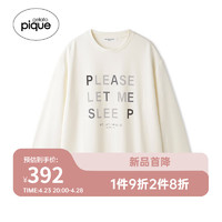 gelatopique24春夏男女同款睡衣简约字母长袖T恤PMCT241949 灰白色 M