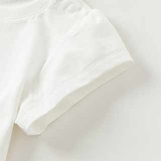 戴维贝拉（DAVE＆BELLA）儿童短袖t恤2024纯棉宝宝衣服女童打底衫夏季薄款小童服装 白色 73cm(身高66-73cm)