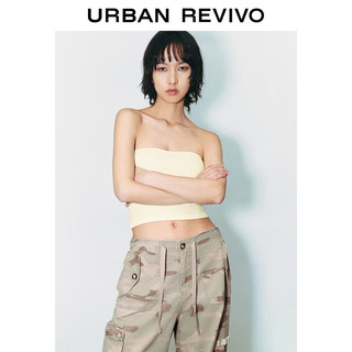 URBAN REVIVO 女士辣妹氛围感修身显瘦露肩针织抹胸 UWV940071 象牙白 XL