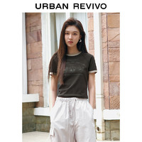 URBAN REVIVO 夏季印花撞色插肩袖T恤 UWV440103 石色 XS