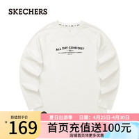 斯凯奇（Skechers）2024年春季男简约百搭针织长袖休闲T恤L124M031 棉花糖白/0074 2XL