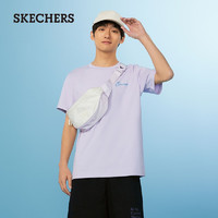 斯凯奇（Skechers）男女同款舒适针织圆领短袖透气舒爽吸湿速干T恤L224U079 兰花紫色/01X5 XS