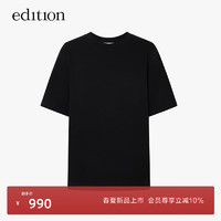 edition【P系列】2024春简洁主义时尚纯棉宽松休闲短袖T恤 黑色  S/160
