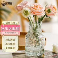 吕姆克 玻璃花瓶富贵竹玫瑰百合满天星透明花器干花插花瓶客厅装饰5326