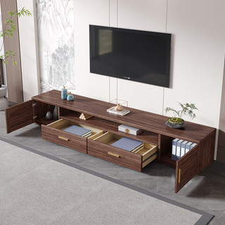 华文世家（HUAWENSHIJIA）新中式胡桃木电视柜现代简约茶几组合客厅套装实木地柜 电视柜