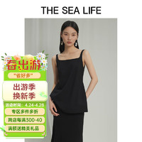 THE SEA LIFE欧海一生 24夏休闲吊带上衣顺滑无袖性感舒适百搭小吊带X15710 黑法师 S