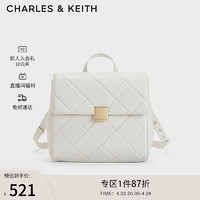 CHARLES & KEITH CHARLES&KEITH;英伦风菱格链条双肩包背包书包包女包女士CK2-60782296 White白色 M