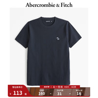 Abercrombie & Fitch 男装女装情侣装 24春夏新款小麋鹿纯色圆领短袖T恤 358206-1 海军蓝 L (180/108A)