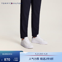 TOMMY HILFIGER 24春季男装撞色鞋尾字母压纹牛皮革休闲运动板鞋04972 白色YBS 40