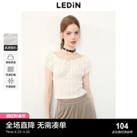 LEDIN 乐町 甜辣废土风纯欲纹理T恤女2024夏季新款蝴蝶结设计感修身短袖