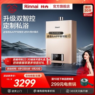 百亿补贴：Rinnai 林内 燃气热水器16升C21W家用智能双控低温段精准控温强排式