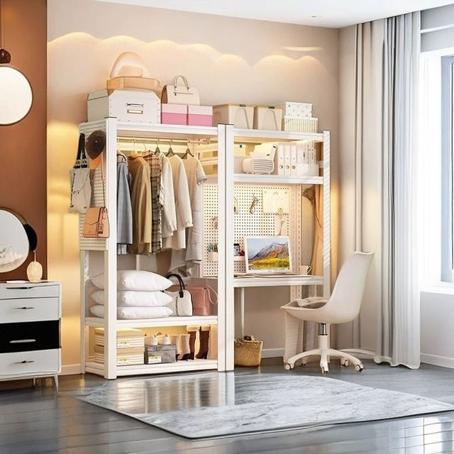 陌族 组合开放式衣帽架落地卧室组装衣柜简易挂衣架置物架收纳架货架