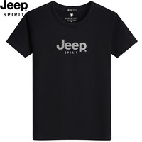 吉普（JEEP）短袖T恤男夏季舒适透气男士上装运动休闲打底衫 BM9025 男黑色 2XL（155斤-170斤）