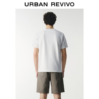 URBAN REVIVO 男士休闲肌理感圆领短袖T恤 UMU440032 本白 XL