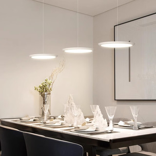 名家艺国王湖餐厅吊灯2024新款现代简约高级感三头飞碟餐桌饭厅吧台灯具 JD5024-3三色LED(白)-菱晶板